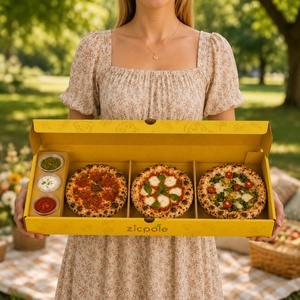 Zicpole - Juego de 3 Cajas de Papel para Mini Pizzas con 3 Compartimentos y Ranura para Salsas, para Comida para Llevar - Product Image 1