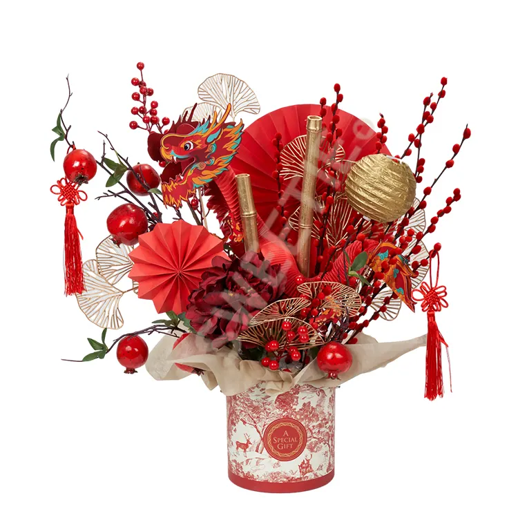 New Arrival Gift Sets for 2024 New Year Decor Promotional Gifts Luxury style box with red lanterns for Dragon Year