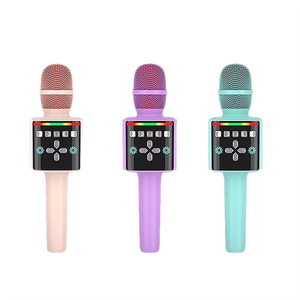 Microfono Wireless BT Karaoke L666 altoparlante 2-in-1 portatile microfono portatile con voce magica a doppio microfono e luci colorate - Product Image 1