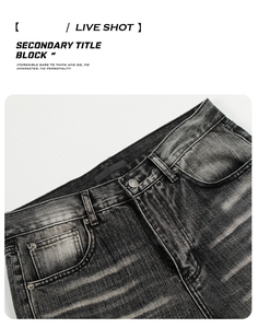 Vaqueros anchos de mezclilla para <span class=keywords><strong>hombre</strong></span>, de algodón ecológico oscuro tejido a medida, de pierna recta, cintura media, estilo urbano, ODM, para hombres de talla grande - Product Image 4