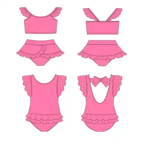 Yihui ODM/OEM plage rose Style personnalisé enfants 0-6 ans Litte filles enfants maillot de bain à volants avec maillot de bain