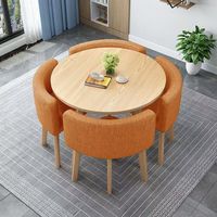 Ensemble de table à manger moderne et simple, table ronde avec chaises entièrement rétractables pour usage domestique ou de négociation en petit espace