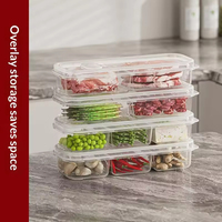 Contenedor Transparente para Almacenamiento de Carne y Verduras, Ecológico, para Refrigerador, Mantiene la Frescura, Caja de Almacenamiento con Compartimentos