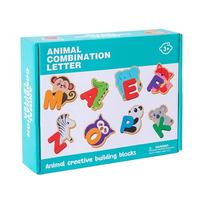 Bloques de Animales en Inglés de Madera 3D de Doble Cara, Nuevo Rompecabezas de Combinación de Números y Letras para Educación Temprana