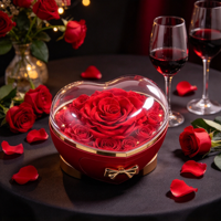 Kotak Hadiah Perhiasan Mawar Awet Bentuk Hati, Kemasan Bunga Abadi untuk Hari Valentine, Hari Ibu, Ulang Tahun