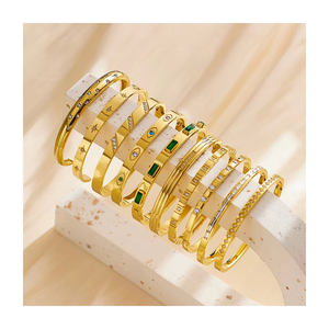 Nuevo 316 joyería de acero inoxidable para mujer brazalete de circón 18K PVD chapado en oro sieraden brazalete para mujer pulsera joyería para fiesta - Product Image 1
