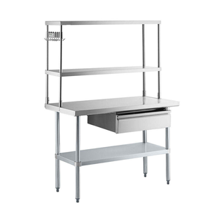 Mặt bàn làm việc bằng thép không gỉ cho nhà bếp thương mại, có thể tùy chỉnh, có kệ trên, lớp phủ tự làm sạch, chống hóa chất, chịu tải 300 kg/m - Product Image 4