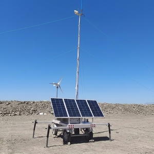 Farola Portátil Ecológica de <span class=keywords><strong>10</strong></span> m con Energía Solar y Turbina Eólica, Remolque de Doble Eje, Telescópica Neumática - Product Image 1