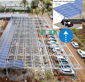 อาร์ตไซน์ |   ระบบติดตั้งหลังคาโรงรถพลังงานแสงอาทิตย์แบบ Bi-PV พร้อมพื้นผิวชุบสังกะสีแบบจุ่มร้อนของระบบติดตั้งแผงโซลาร์เซลล์บนพื้นดิน - Product Image 1