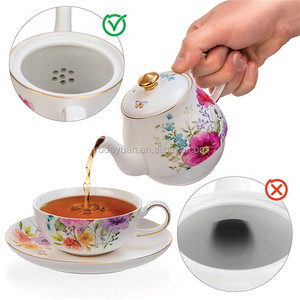 Stile moderno fiore bordo in oro turco caffè personalizzata 3 pcs da tè in ceramica pentola <span class=keywords><strong>teiera</strong></span> - Product Image 3