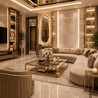 Canapé modulaire de luxe en forme incurvée, style villa italienne, en tissu bouclé, pour projets de villas et design d'intérieur, avec mobilier