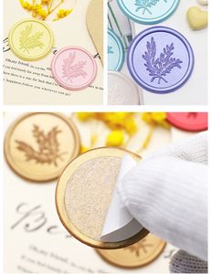 Weißer Lorbeer kranz Siegel Wachs Aufkleber Hochzeit Umschlag Siegel selbst klebend - Product Image 4