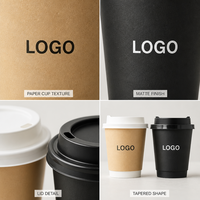 Gobelets en papier jetables à double paroi, résistants aux fuites, avec logo personnalisé, biodégradables, de qualité alimentaire, pour emballages de café à emporter