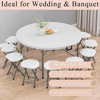 Table de salle à manger pliante en plastique moderne et durable, blanche, pour événements, banquets, traiteur, fêtes, jardin, hôtel