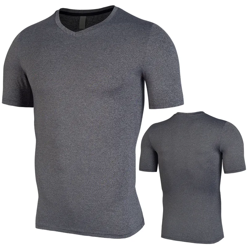 ZN Personalizado impressão do logotipo ou Bordado v neck manga curta de secagem rápida funcional técnico premium correndo camiseta