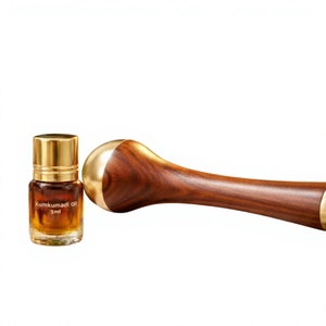 Kansa <b>Wand</b> Ayurvedic Beauty Tool Face Body Foot <b>Massage</b> Double Sided Bronze Metal Ends Teak Wood Handle Lightweight Handmade - Product Image 1