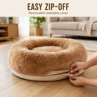 Coussin apaisant pour chien en tissu moelleux avec rebord surélevé pour animaux anxieux (chats et chiens), lavable, accessoire pour animaux de compagnie