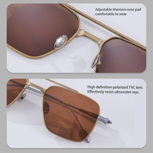 Lunettes de <span class=keywords><strong>soleil</strong></span> polarisées avancées en titane <span class=keywords><strong>doré</strong></span>, légères, design rétro <span class=keywords><strong>grand</strong></span> carré, résistantes aux UV, <span class=keywords><strong>miroir</strong></span> pour conducteur, durables pour l'extérieur - Product Image 6