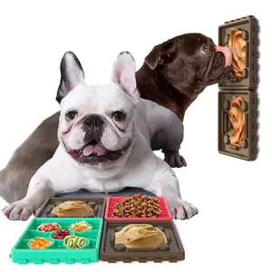 Cuenco interactivo de silicona para mascotas, tapete para lamer perros, platos de comida, 4 en 1, venta al por mayor de fábrica
