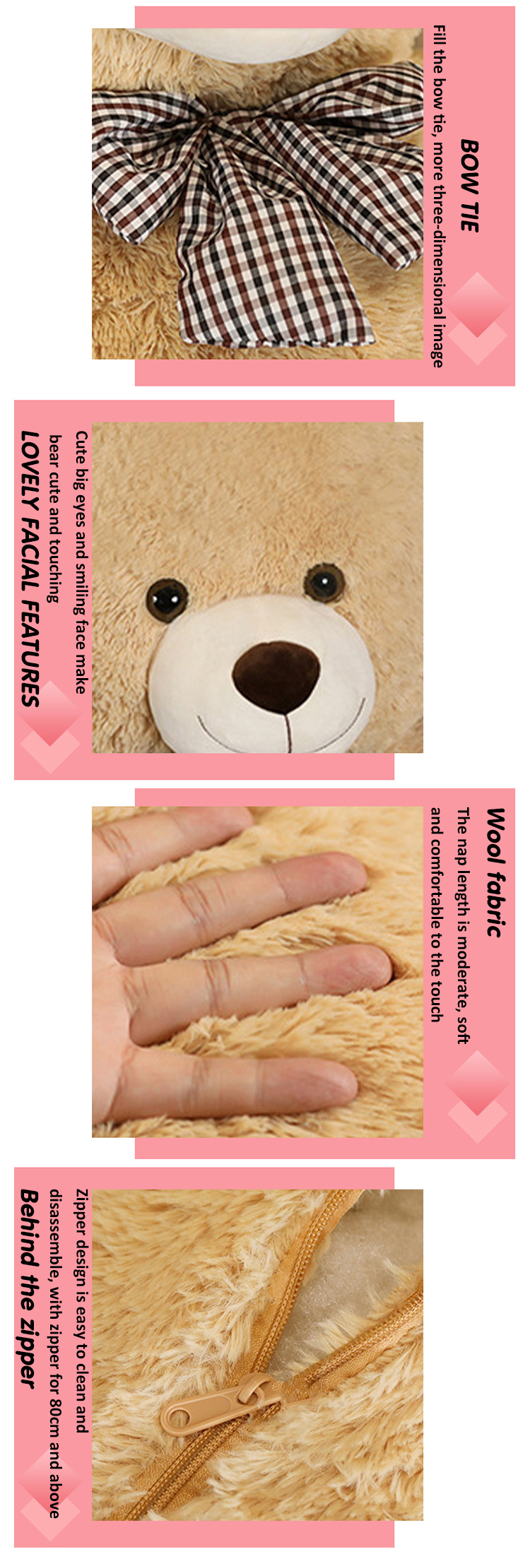 24in/60cm plush toys teddy bear skin semi-finished doll white kawaii soft toys for baby children girlfriend gift