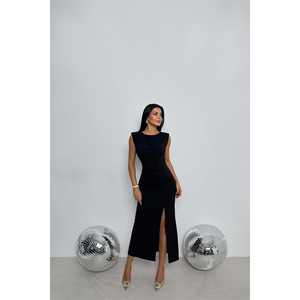 Vestido de Noche Midi Negro Básico - Product Image 2