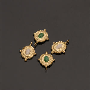 قلادة مرصعة بالأحجار الكريمة للصنع اليدوي، حجر طبيعي مطلي بالذهب، شكل من الفولاذ المقاوم للصدأ، إكسسوار أنيق متعدد الاستخدامات للجنسين - Product Image 3