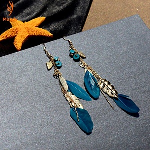 Pendientes Novedosos con Plumas y Símbolo de <span class=keywords><strong>la</strong></span> Paz Hippie para Fiesta, Pendientes Bohemios con Borlas Largas para Vacaciones de Verano y Eventos Musicales - Product Image 4