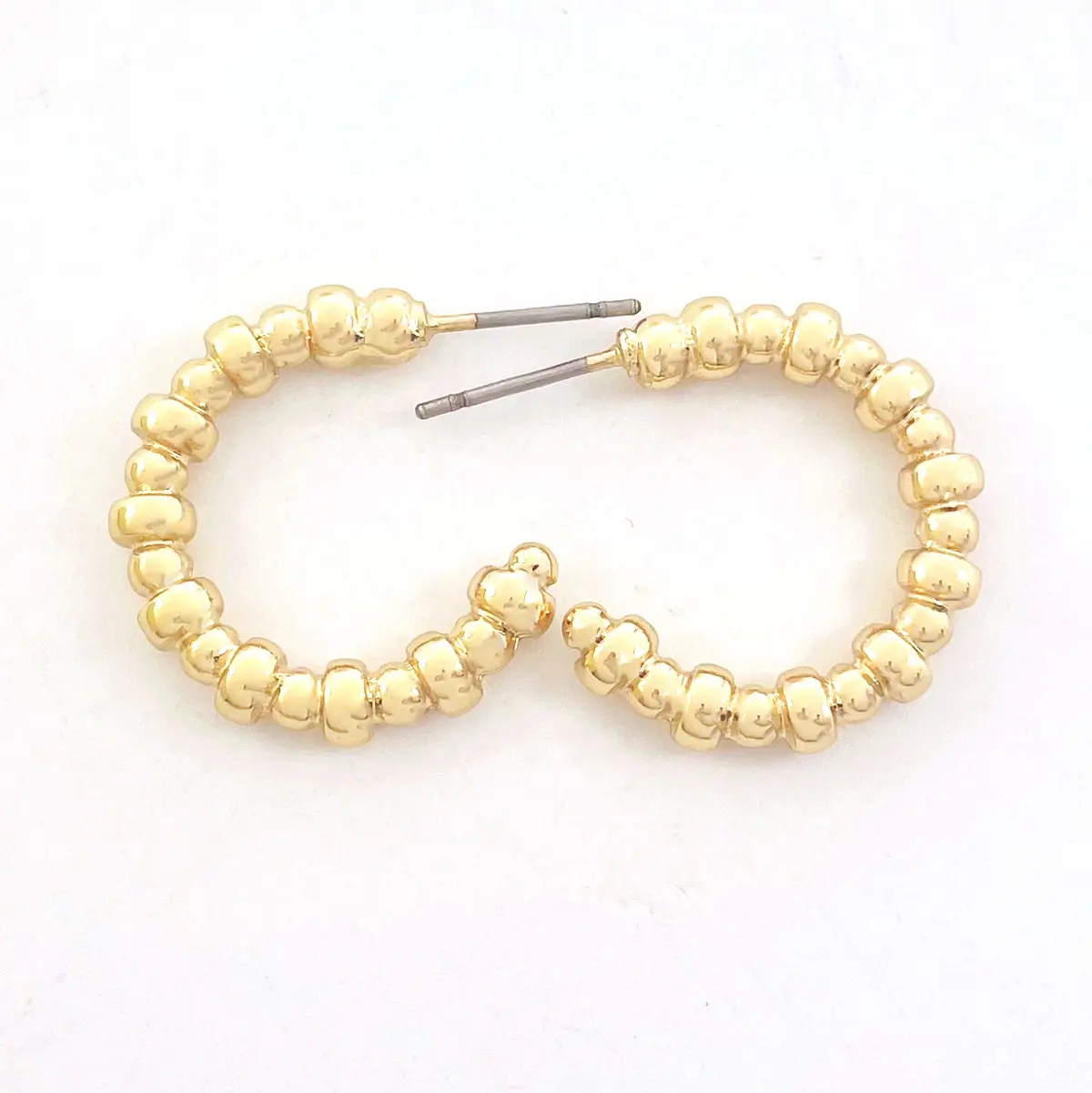 New fashion jewelry simple beaded hoop 18k gold plated stud earrings for women