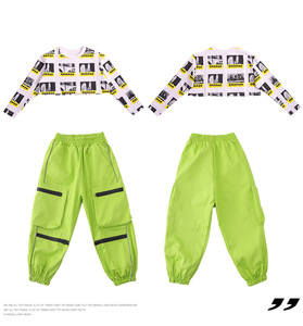 Conjunto de Ropa de Baile Hip Hop para Niñas, Color Verde, Venta al Por Mayor - Product Image 6