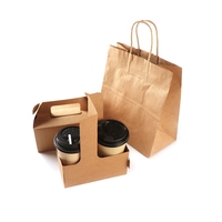 Support à gobelets personnalisé pour 2 tasses, en papier kraft, avec clip, plateau jetable pour boissons, base avec poignée, fournitures pour fêtes et cafés