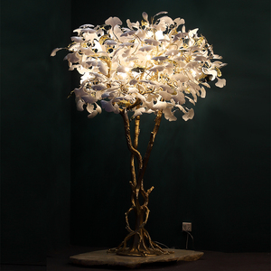 Custom Ginkgo Leaf Floor Lamp Copper Aluminum <strong>Branches</strong> White Gold Decorative <strong>Lighting</strong> Living Room Bedroom Restaurant Staircase - Product Image 5