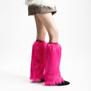 Calze a tubo invernali da <span class=keywords><strong>donna</strong></span> in finta pelliccia, stile JK, colore bianco tinta unita, soffici, a strati, copristivali - Product Image 2