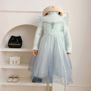 Ropa para Niña, Otoño Invierno, Nuevo Suéter de Punto de Algodón de Manga Larga, Vestidos de Princesa con Tul para Fiesta de Cumpleaños - Product Image 3
