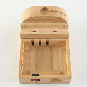 Station de charge pour tablette en bois de bambou avec boîte de rangement pour câble rétractable, support de stationnement et puissance de sortie de 1,5 W - Product Image 5