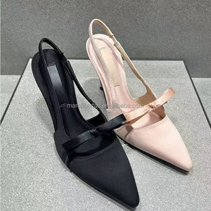 High Quality Women's Slingback High Heels, Pointed Toe Patent <b>Leather</b> Bow <b>Pumps</b> with <b>Soft</b> Insole - Product Image 3