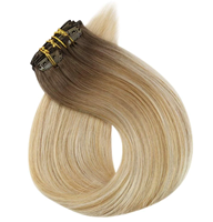 Extensions de cheveux humains à texture douce et lisse, faciles à installer, double épaisseur, cheveux vierges, couleur personnalisée, extensions à clips.