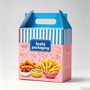 Boîte en carton ondulé personnalisée avec poignée, de qualité alimentaire, en forme de <span class=keywords><strong>maison</strong></span>, pour emballage de poulet frit - Product Image 5