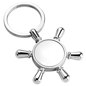 Llavero con Logotipo Personalizado - Timón Hecho de Cristal y Metal - Product Image 1