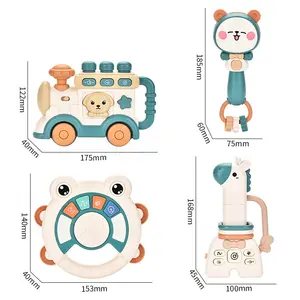 KUNYANG multi function infant toddler set cartoon design electric comfort puzzle game rattle sound light baby soothing toy