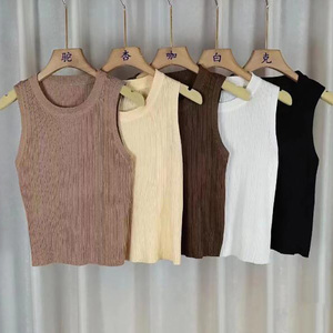 Gilet Estivo da <span class=keywords><strong>Donna</strong></span> con Scollo Tondo <span class=keywords><strong>Senza</strong></span> <span class=keywords><strong>Maniche</strong></span> Aderente in <span class=keywords><strong>Maglia</strong></span> Moda Top Interno Casual Tinta Unita - Product Image 6