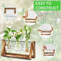 Station de propagation hydroponique d'intérieur Dropship, terrarium, support en bois, pot de fleurs de bureau, vase pour jardin