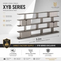 Étagère de présentation moderne en MDF de qualité E1 avec finition cristal, résistante aux rayures, en bois de burl de luxe