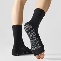 Chaussettes de yoga et de Pilates en coton antidérapantes à deux orteils, avec compression de la voûte plantaire, respirantes, à empiècements en maille tricotée, pour jeunes, de haute qualité, en stock