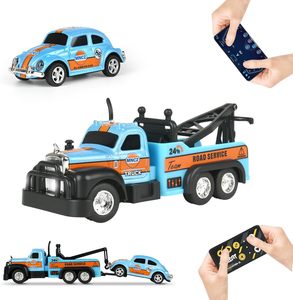 Dwi Dowellin 1/64 Scale <strong>Tow</strong> <strong>Truck</strong> Toy Remote Control Car with Lights, Mini Alloy <strong>Monster</strong> <strong>Trucks</strong>, 2.4GHz Remote &amp; APP Control Car - Product Image 1