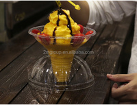 Gobelets jetables en PET de qualité alimentaire 500 ml transparents pour glace pilée avec poignée et motif floral pour le camping - Vente en gros