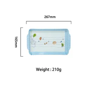 10.5 Inch Non-Slip Restaurant Fast Food Double Ears Melamine Serving Tray Cheap Plastic Tray