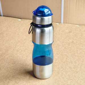 Plastic Reusable Food Safe Water <b>Bottle</b> Blue Lid Carabiner Outdoor Hiking Camping Use Bpa Free Direct Drinking 12-24 Hour - Product Image 1