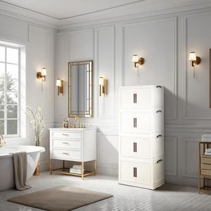5-Layer Large Size <b>Foldable</b> PP Storage <b>Box</b> Industrial Design Double-Door Household Thickening Over 35L Capacity Floor Type - Product Image 4
