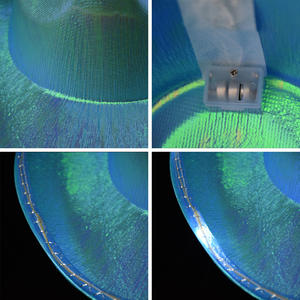 Disco inalámbrico luminoso LED <span class=keywords><strong>rosa</strong></span> brillo <span class=keywords><strong>novia</strong></span> vaquera sombrero brillo al por mayor fiesta de boda neón transparente LED sombrero de vaquero para mujeres y hombres - Product Image 4