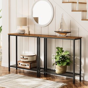 Acacia gỗ hẹp giao diện điều khiển bảng, gỗ nhỏ lối vào bảng với kệ, 2 tầng gỗ mỏng sofa bên bảng cho hành lang phòng khách - Product Image 3